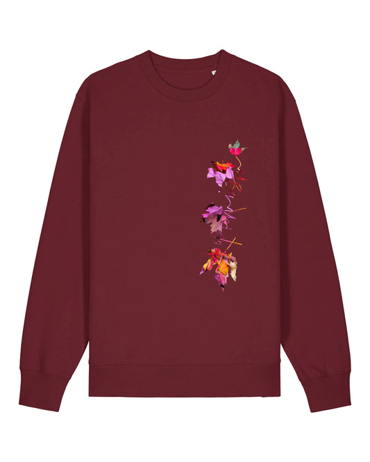 Falling Leaves Burgundy Organic Crew Neck Sweatshirt