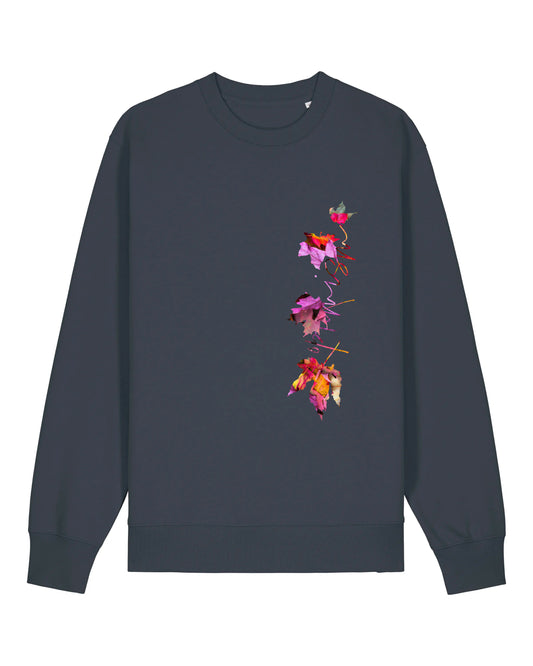 Falling Leaves Grey Organic Crew Neck Sweatshirt